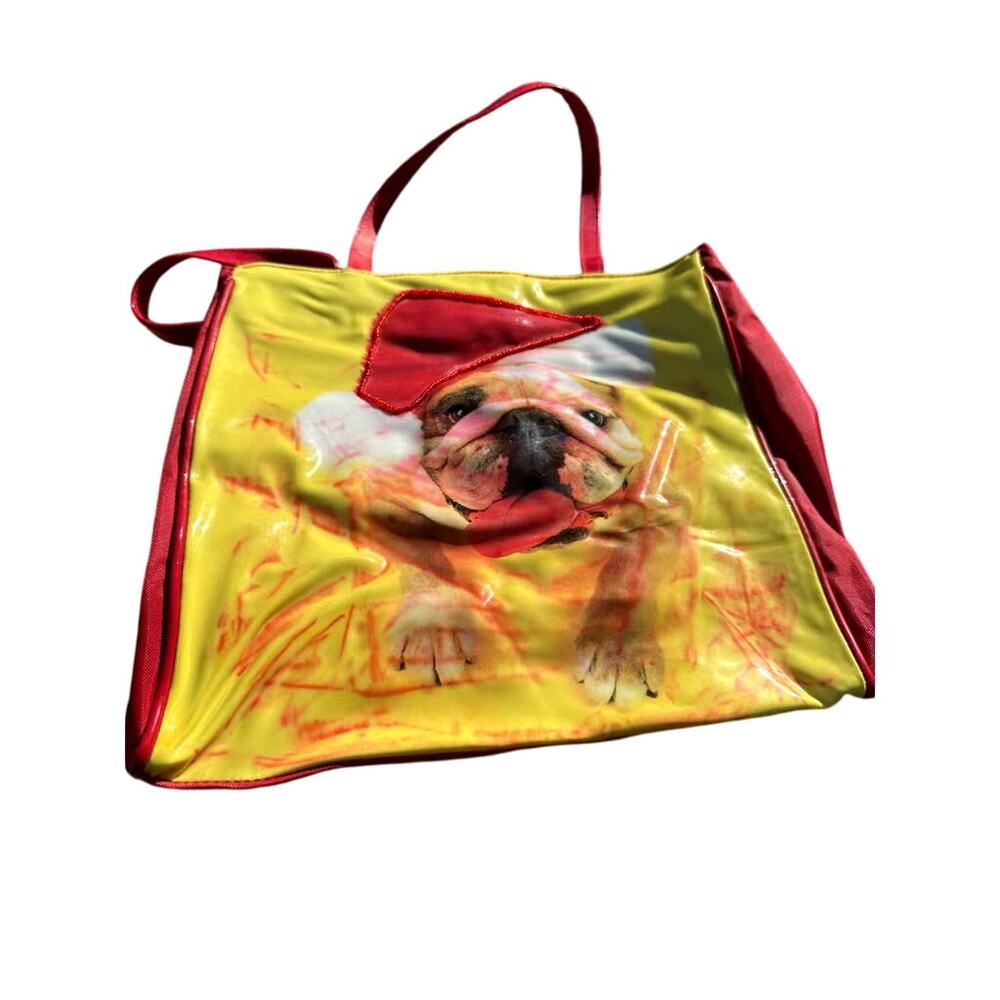 Vintage Bulldog Puppy Print Carrier tote shoulder bag - Picture 3 of 9